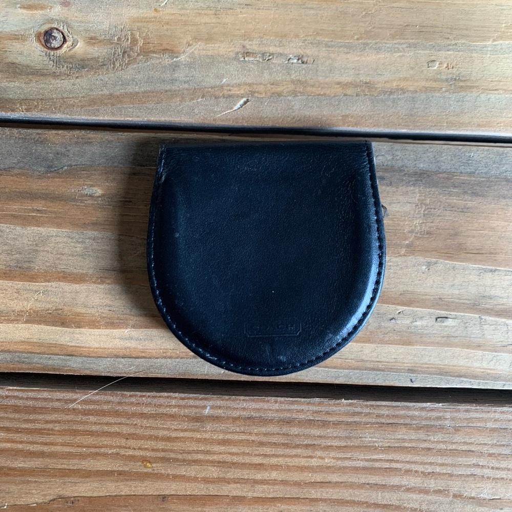 Vintage Coach British Horseshoe Coin Purse Change Wallet Black Leather